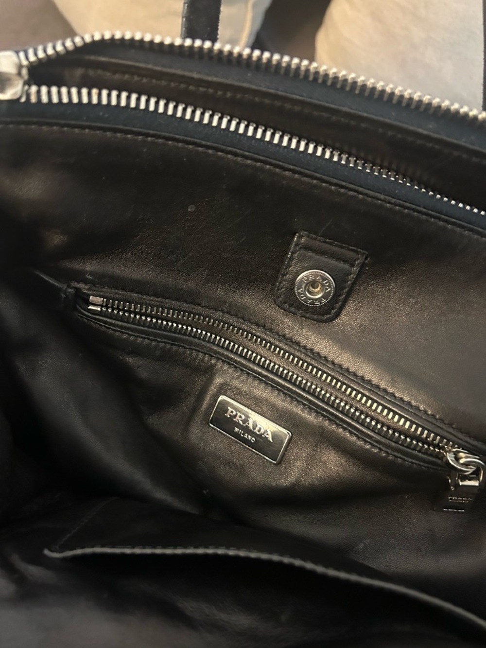 Prada Black Suede Satchel with Top Handles - Picture 6 of 6